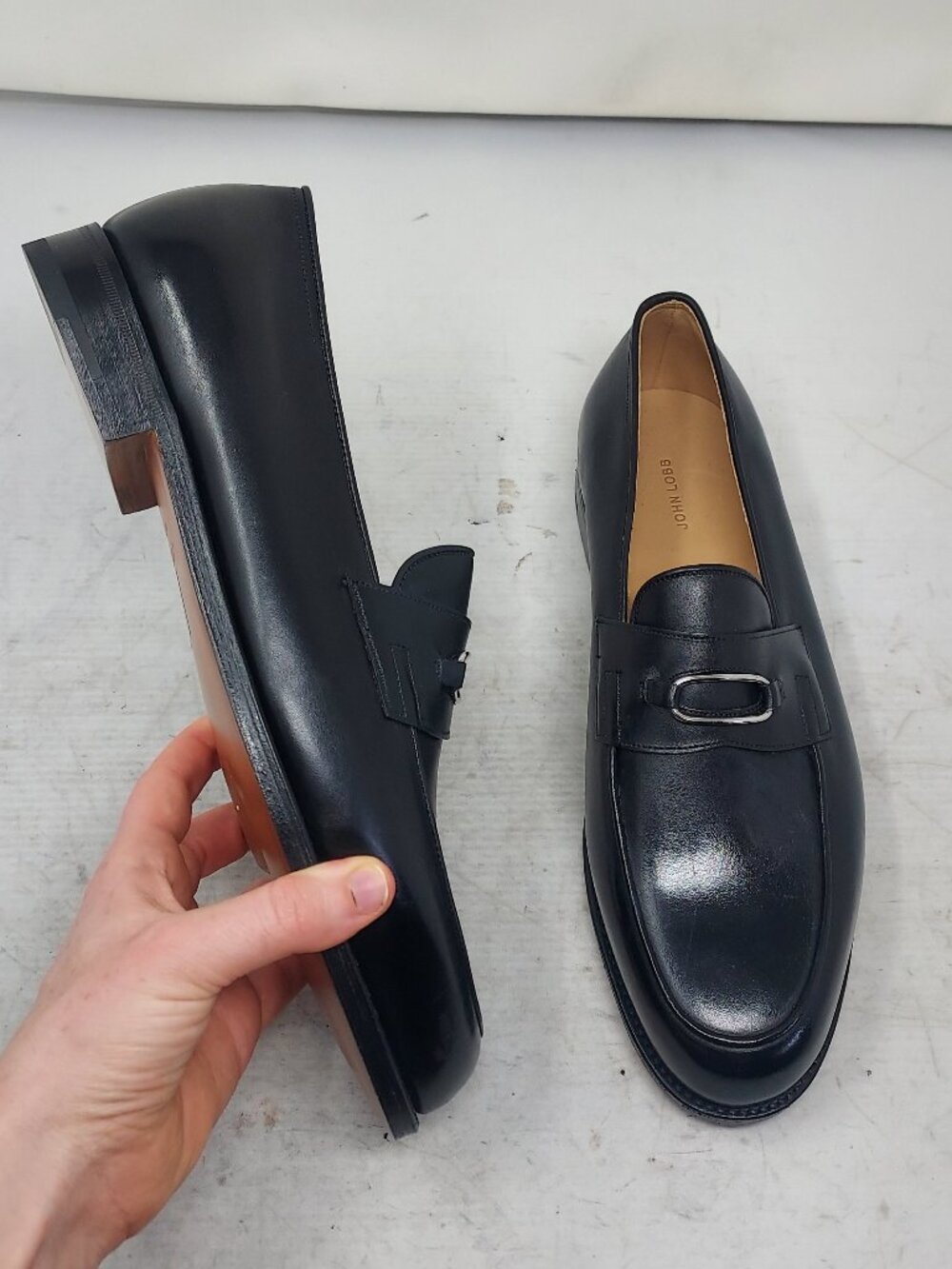 John Lobb MENS Black Lopez Ring Penny Loafer